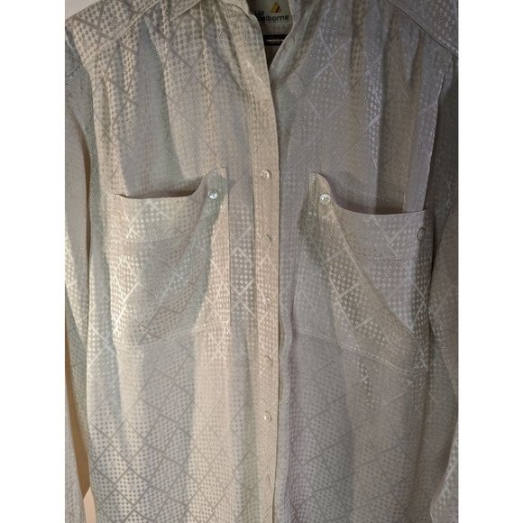 Vintage Liz Claiborne Satin Checkerboard print buttoned down shirt Sz 4 - Picture 4 of 10
